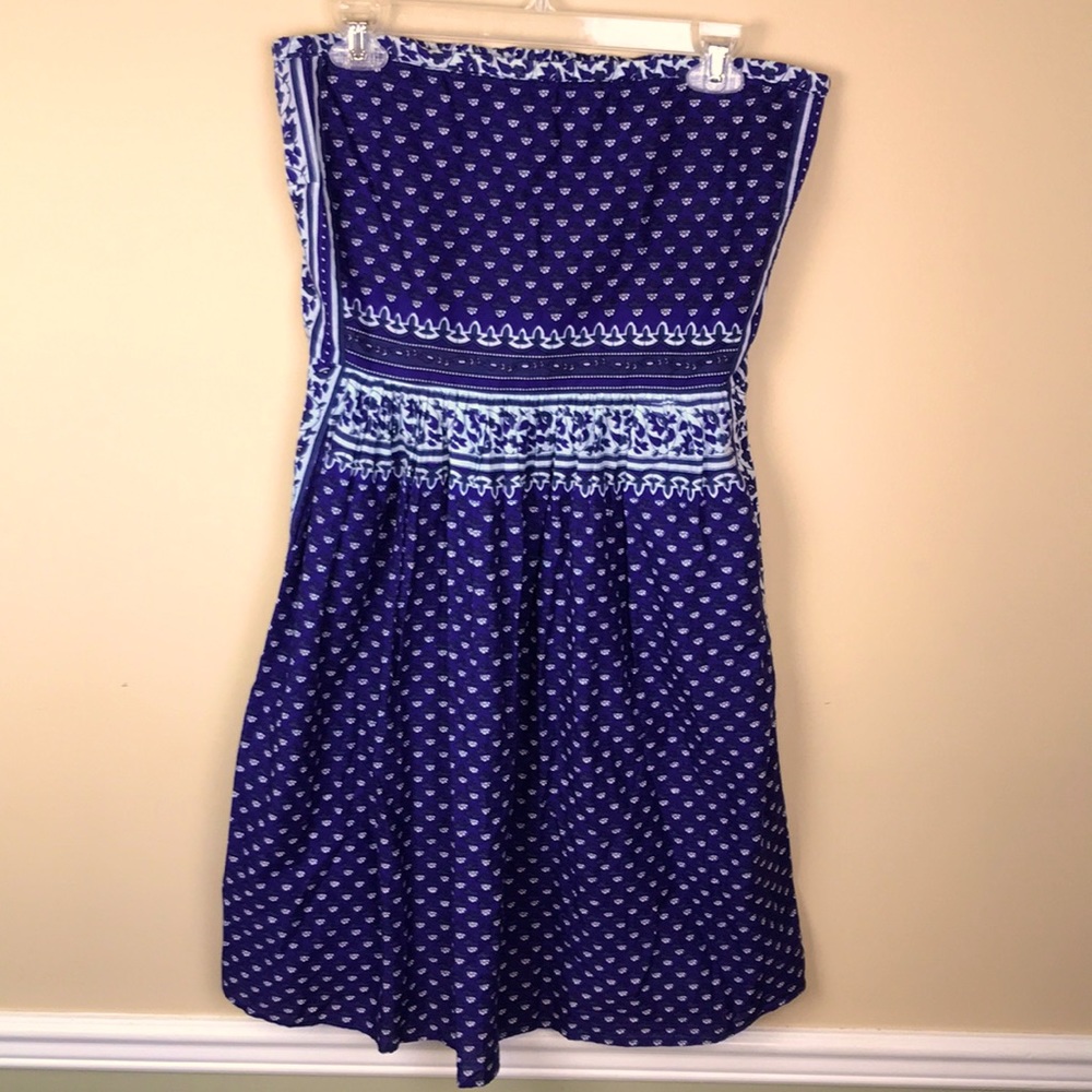 Calypso St. Barth Women’s Floral Multi-Patterned Blue and White Strapless Dress